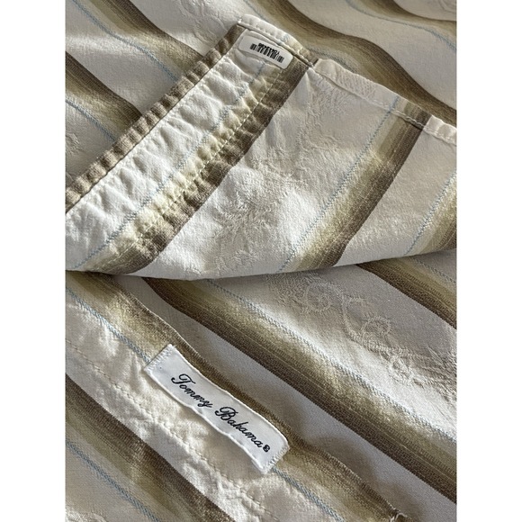 Tommy Bahama Shirt Mens Large Silk ALL Over Embroidered White Blue Tan Hawaiian‎ - Picture 10 of 16